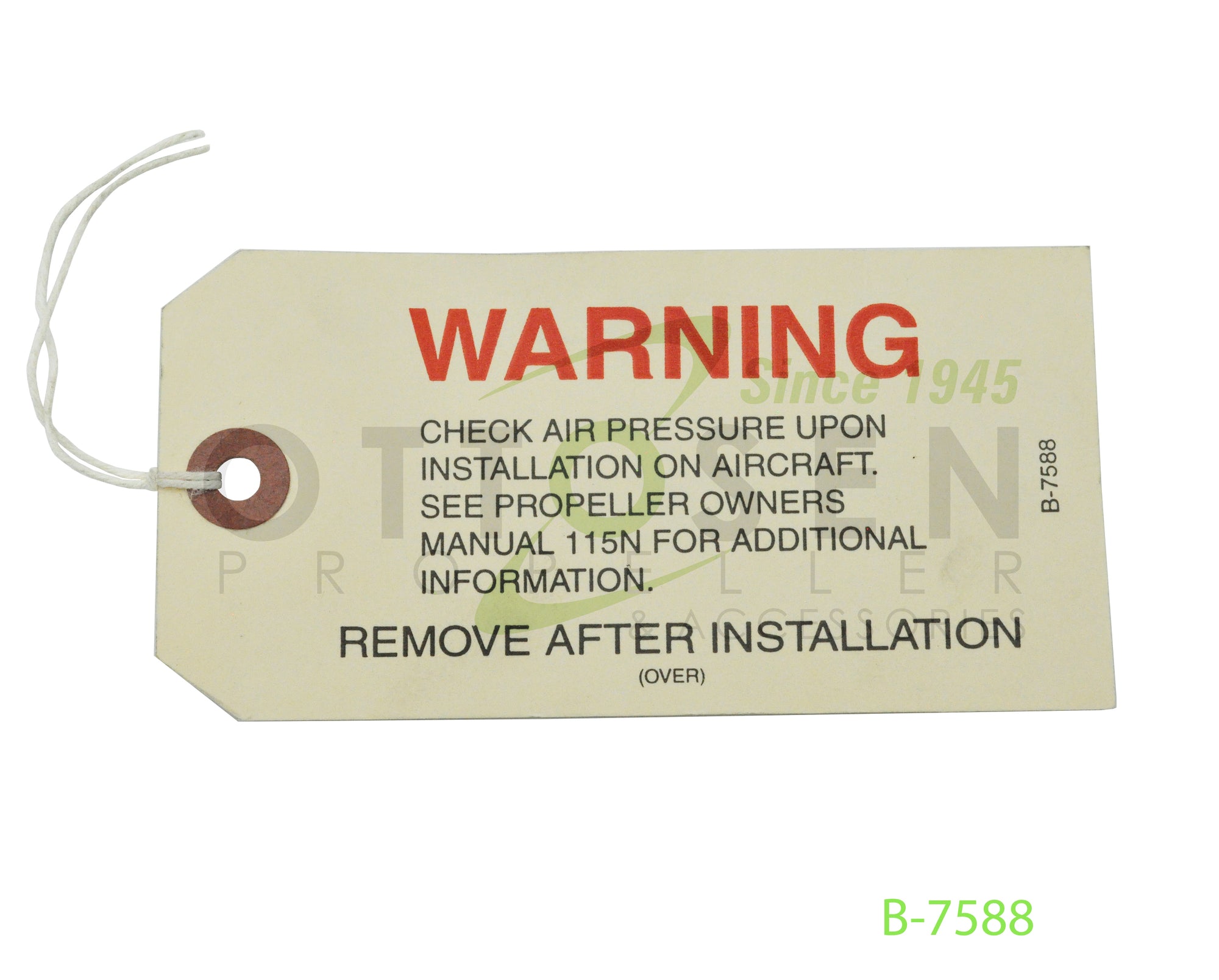 B-7588-HARTZELL-PROPELLER-AIR-PRESSURE-WARNING-TAG-PICTURE-1