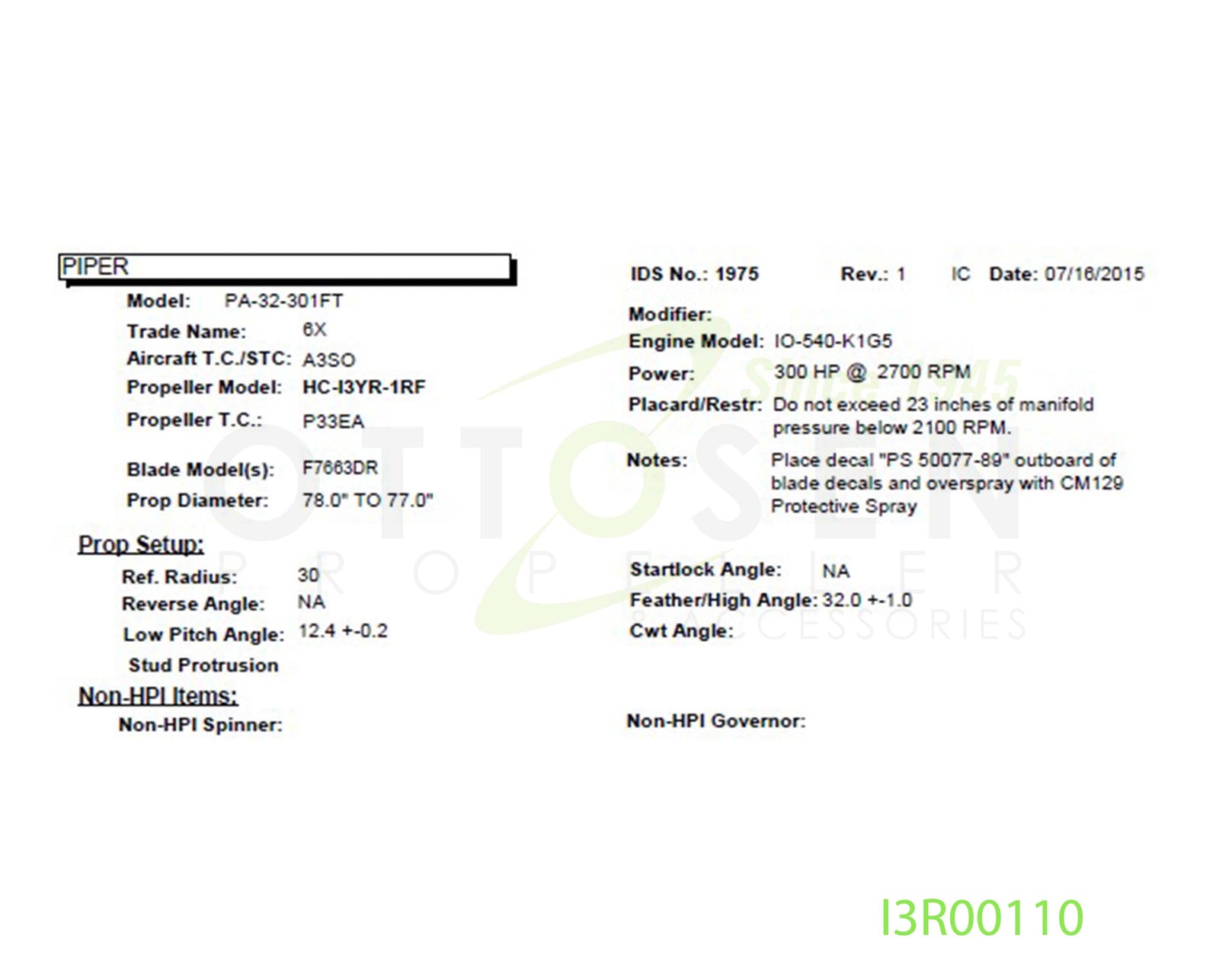 I3R00110-HARTZELL-PROPELLER-HC-I3YR-1RF-F7663DR-SM25-PICTURE-1