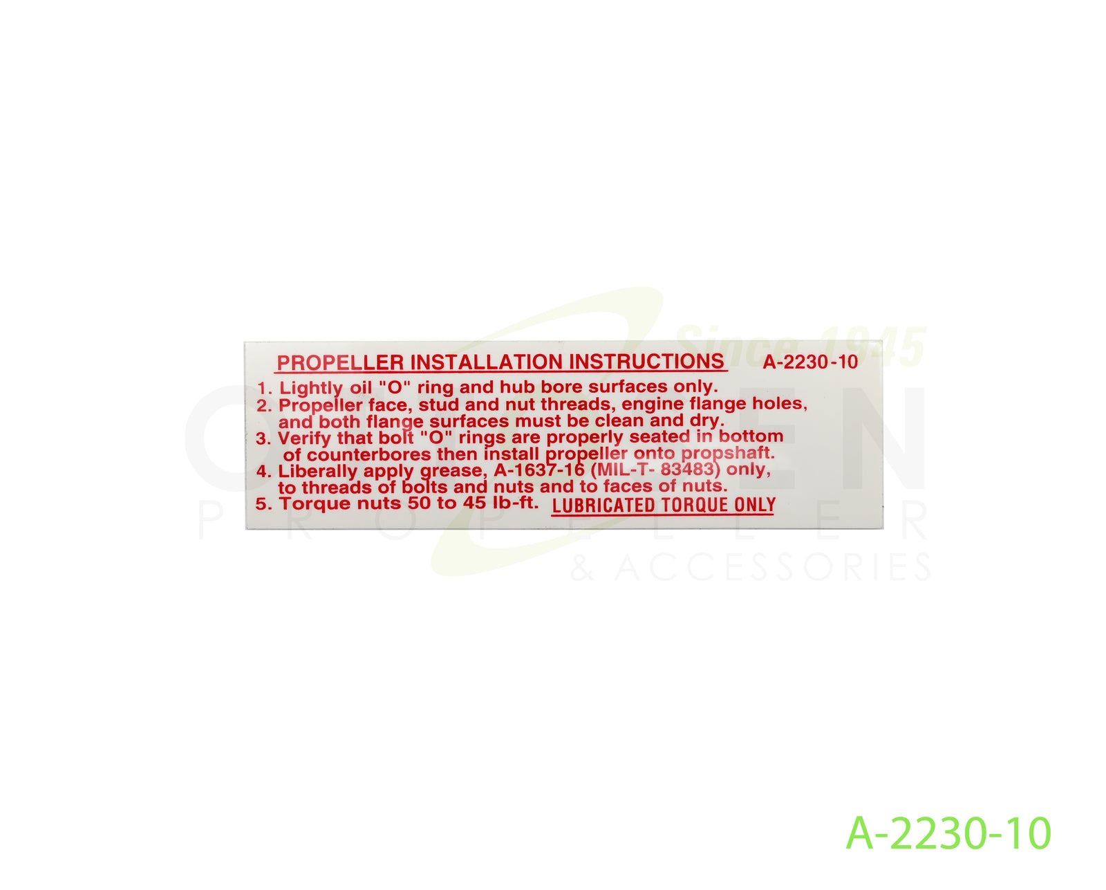 A-2230-10-McCAULEY-PROPELLER-INSTALLATION-DECAL-PICTURE-1