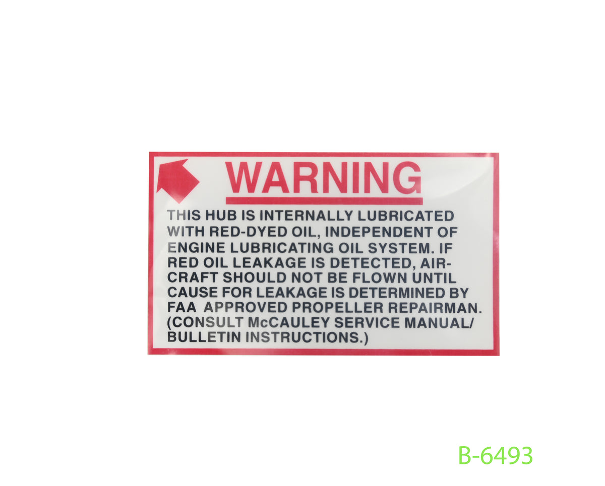 B-6493-McCAULEY-PROPELLER-OIL-FILLED-PROPELLER-DECAL-PICTURE-1