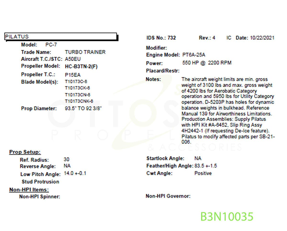 B3N10035-HARTZELL-PROPELLER-HC-B3TN-2-T10173CNK-8-BULKHEAD-DE-ICE-PICTURE-1