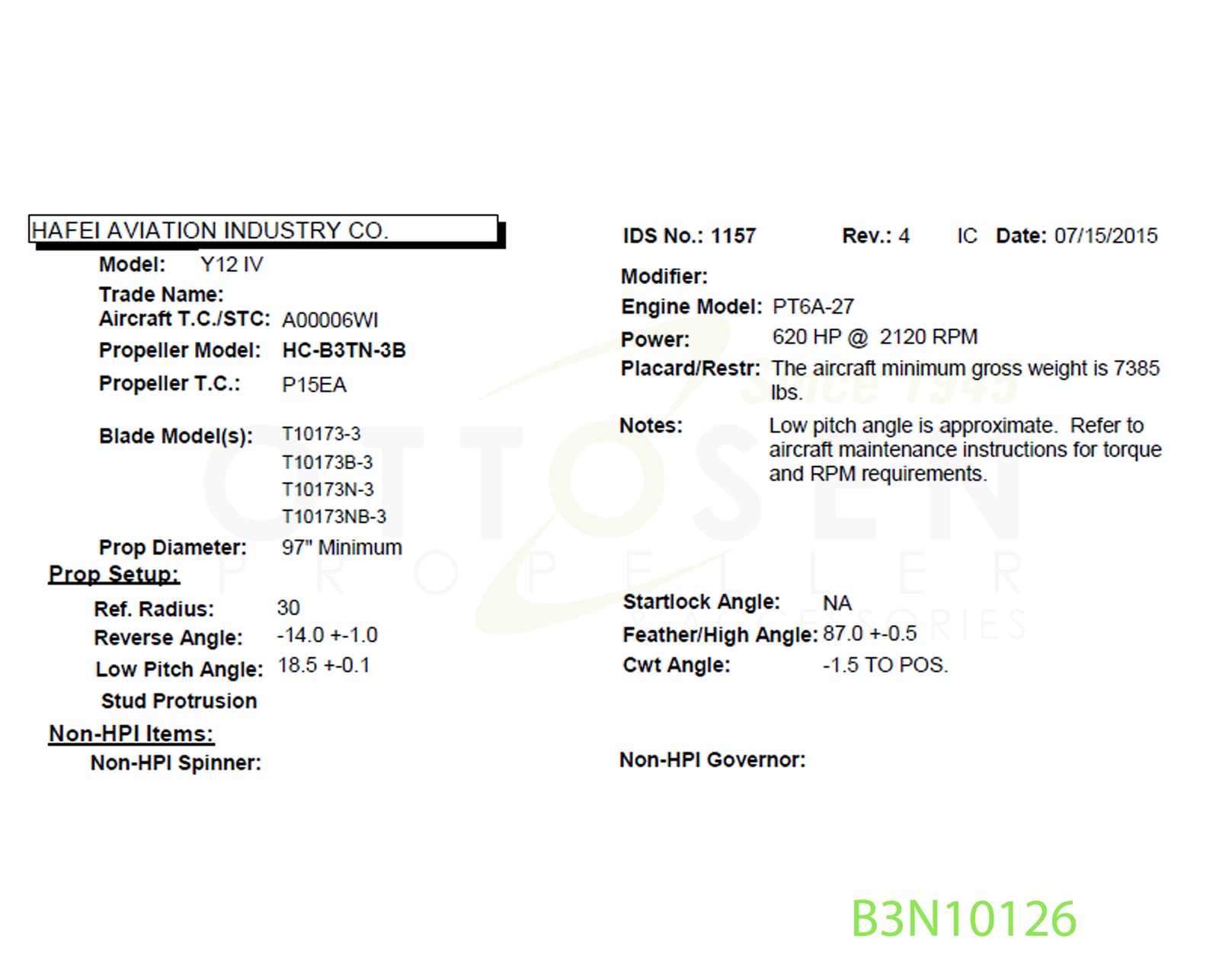 B3N10126-HARTZELL-PROPELLER-HC-B3TN-3B-T10173NB-3-DE-ICE-PICTURE-1