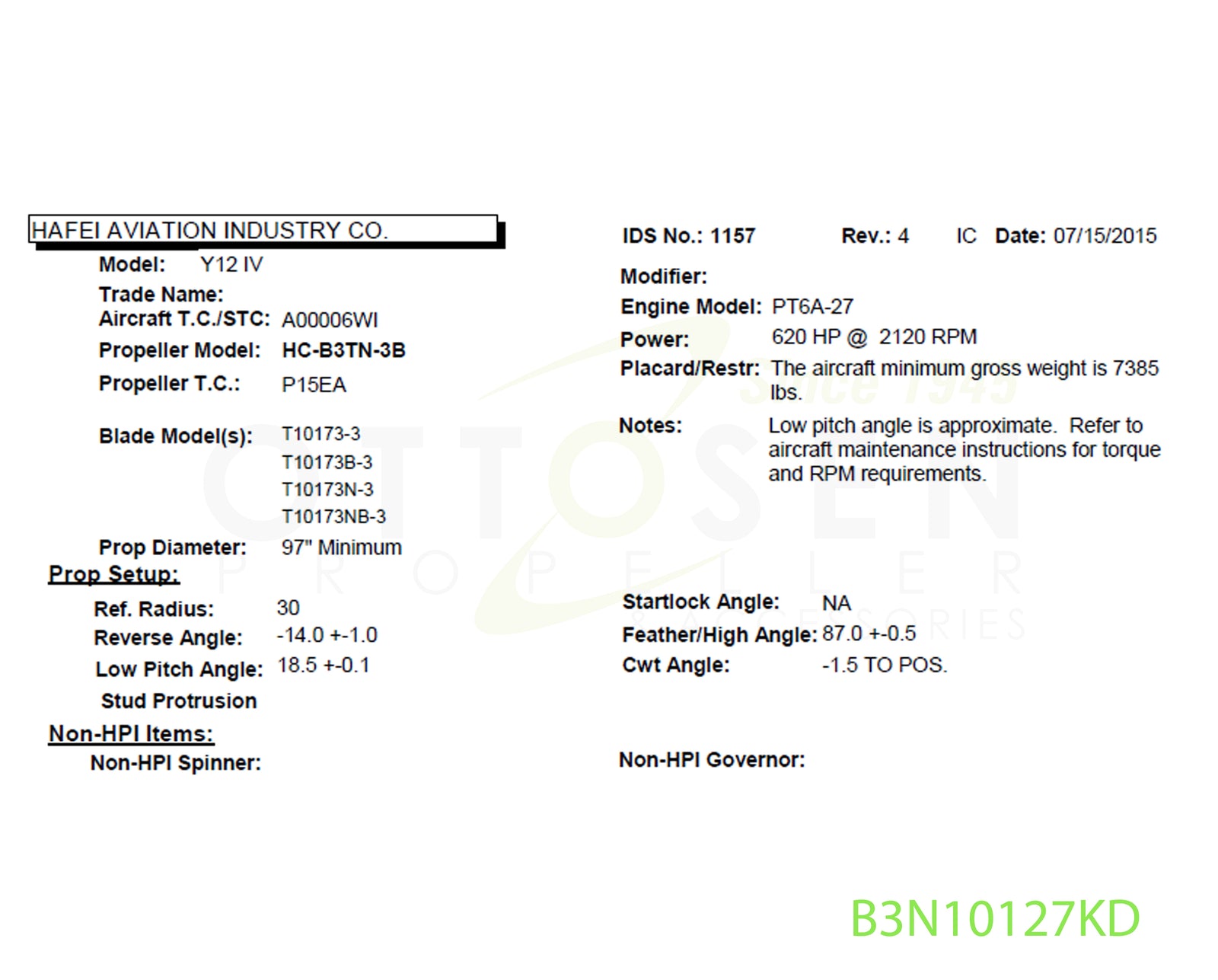 B3N10127KD-HARTZELL-PROPELLER-HC-B3TN-3B-T10173NB-3-BULKHEAD-DE-ICE-PICTURE-1