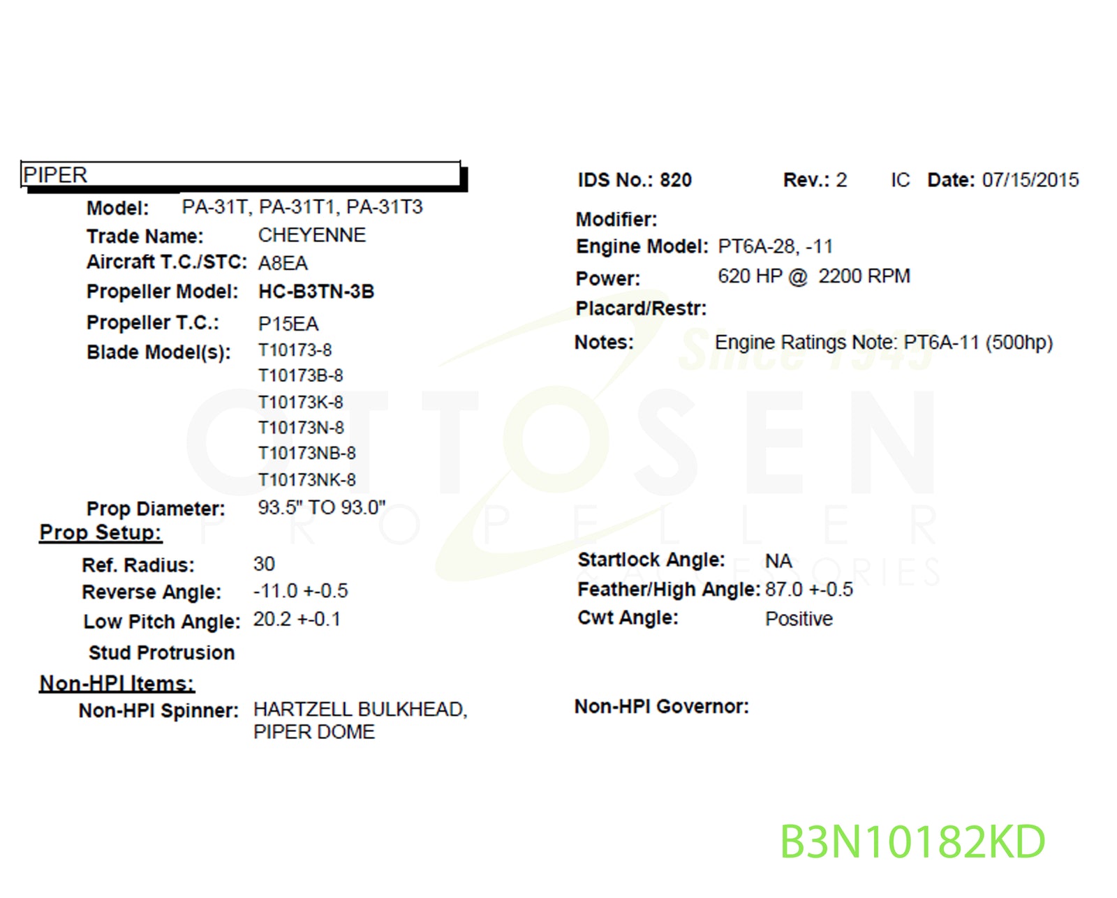 B3N10182KD-HARTZELL-PROPELLER-HC-B3TN-3B-T10173NB-8-BULKHEAD-DE-ICE-PICTURE-1