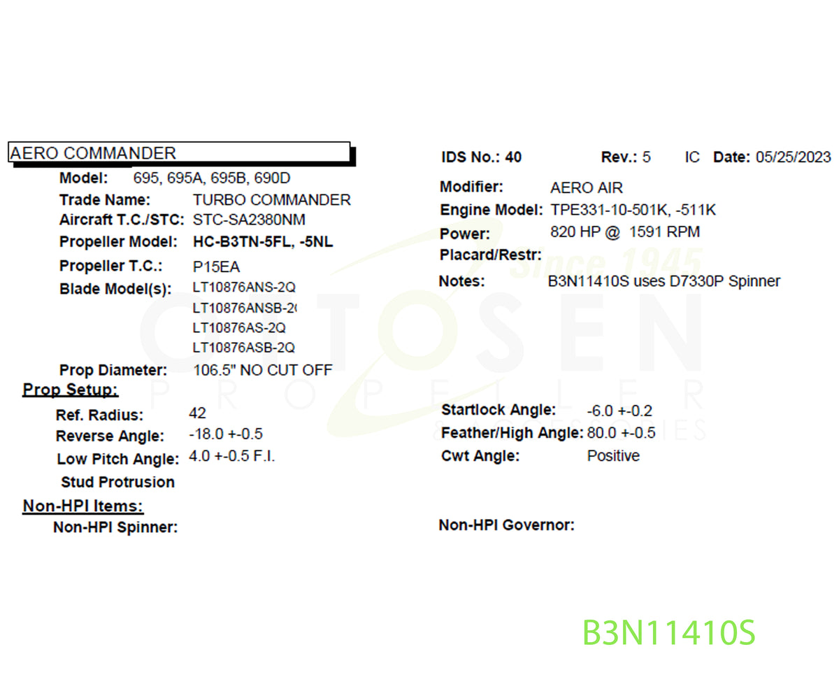 B3N11410S-HARTZELL-PROPELLER-HC-B3TN-5NL-LT10876ANSB-2Q-D-7330P