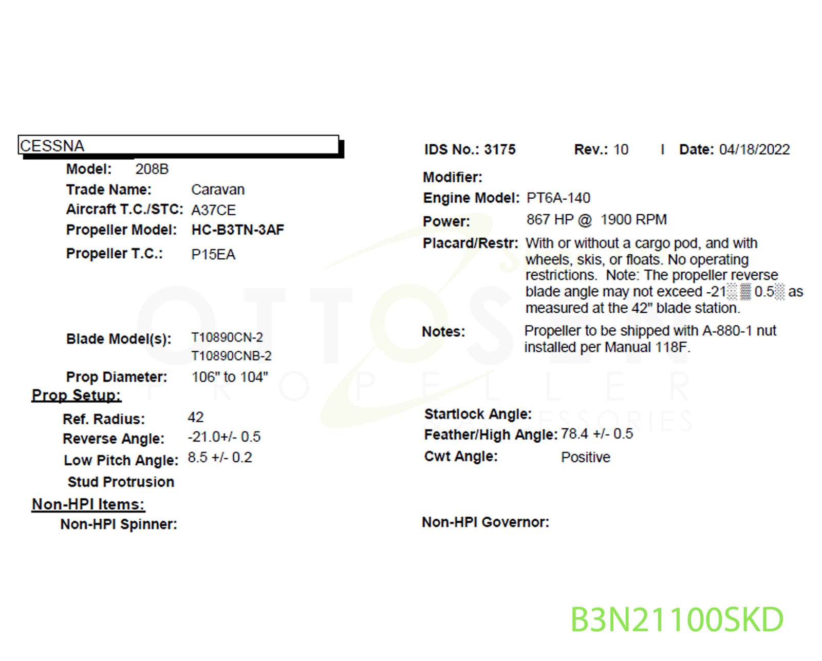 B3N21100SKD-HARTZELL-PROPELLER-HC-B3TN-3AF-T10890CNB-2-SPINNER-PICTURE-1