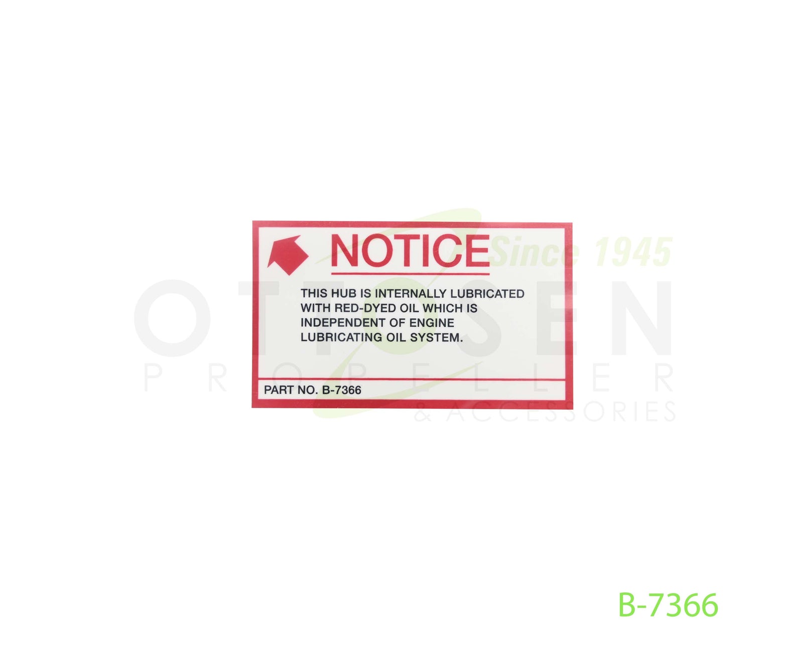 B-7366 - McCAULEY PROPELLER HUB LUBRICATION DECAL