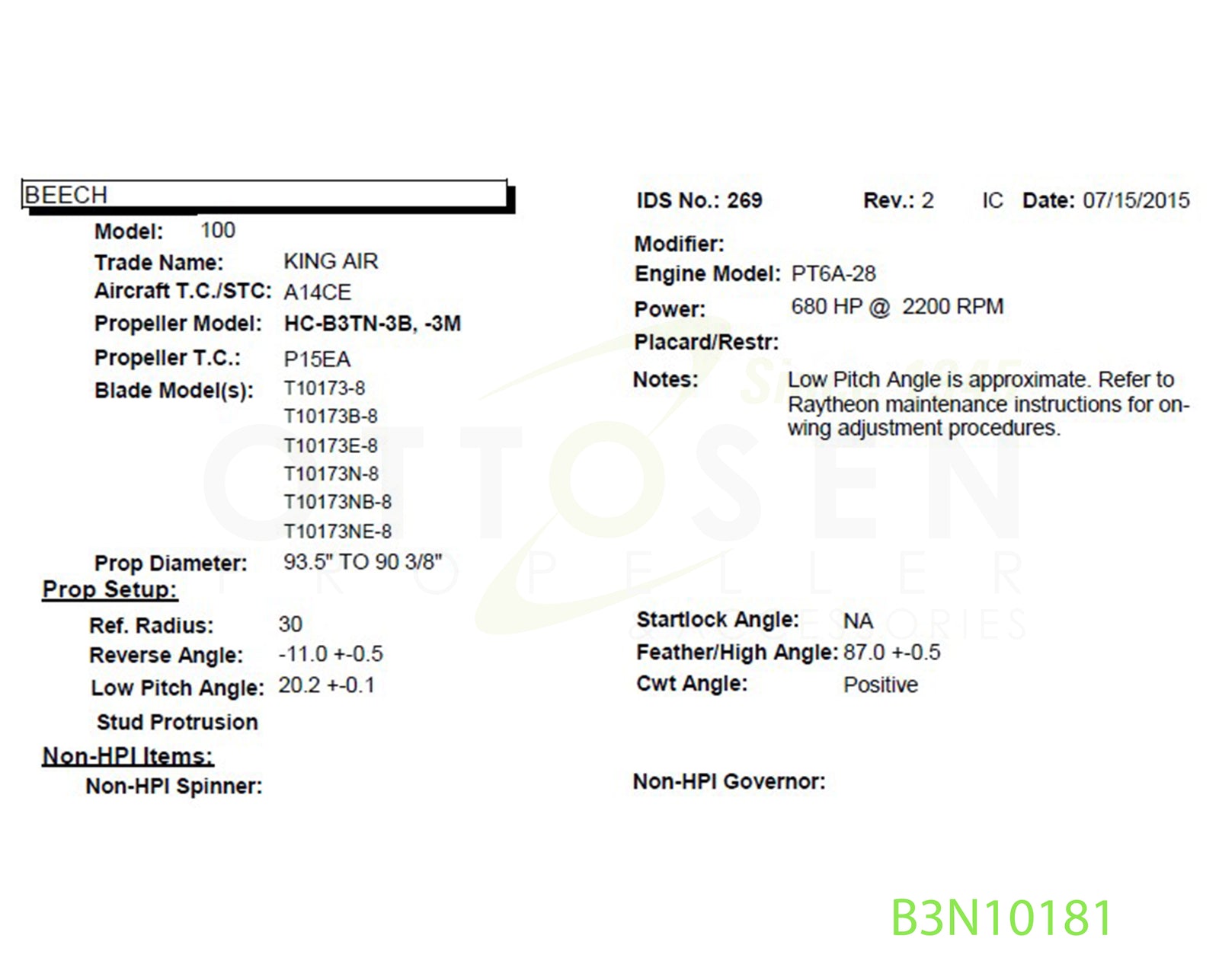 HC-E4N-3N/D8990SK Overhauled Propeller