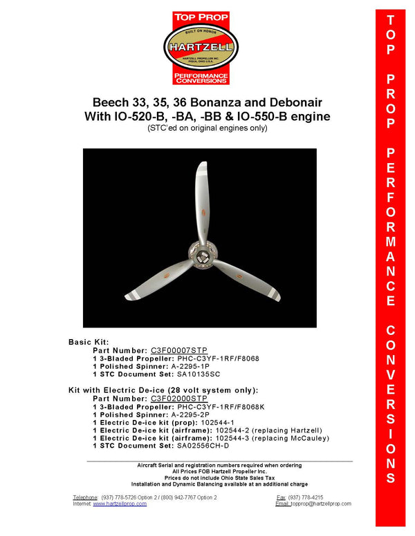 Hartzell STC Kit: Beechcraft A36, G36 Bonanza and Debonair – IO