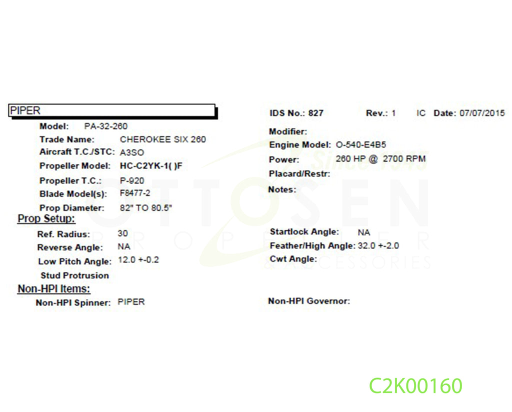 C2K00160 - HARTZELL PROPELLER - HC-C2YK-1BF/F8477-2 - Ottosen