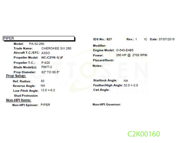 C2K00160 - HARTZELL PROPELLER - HC-C2YK-1BF/F8477-2 - Ottosen