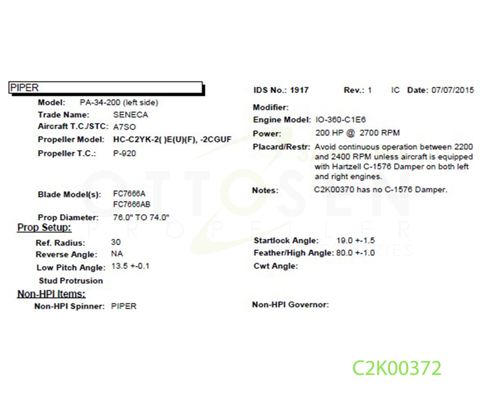 C2K00372-HARTZELL-PROPELLER-HC-C2YK-2CGUF-FC7666AB-SM16-DAMPER-PICTURE-1