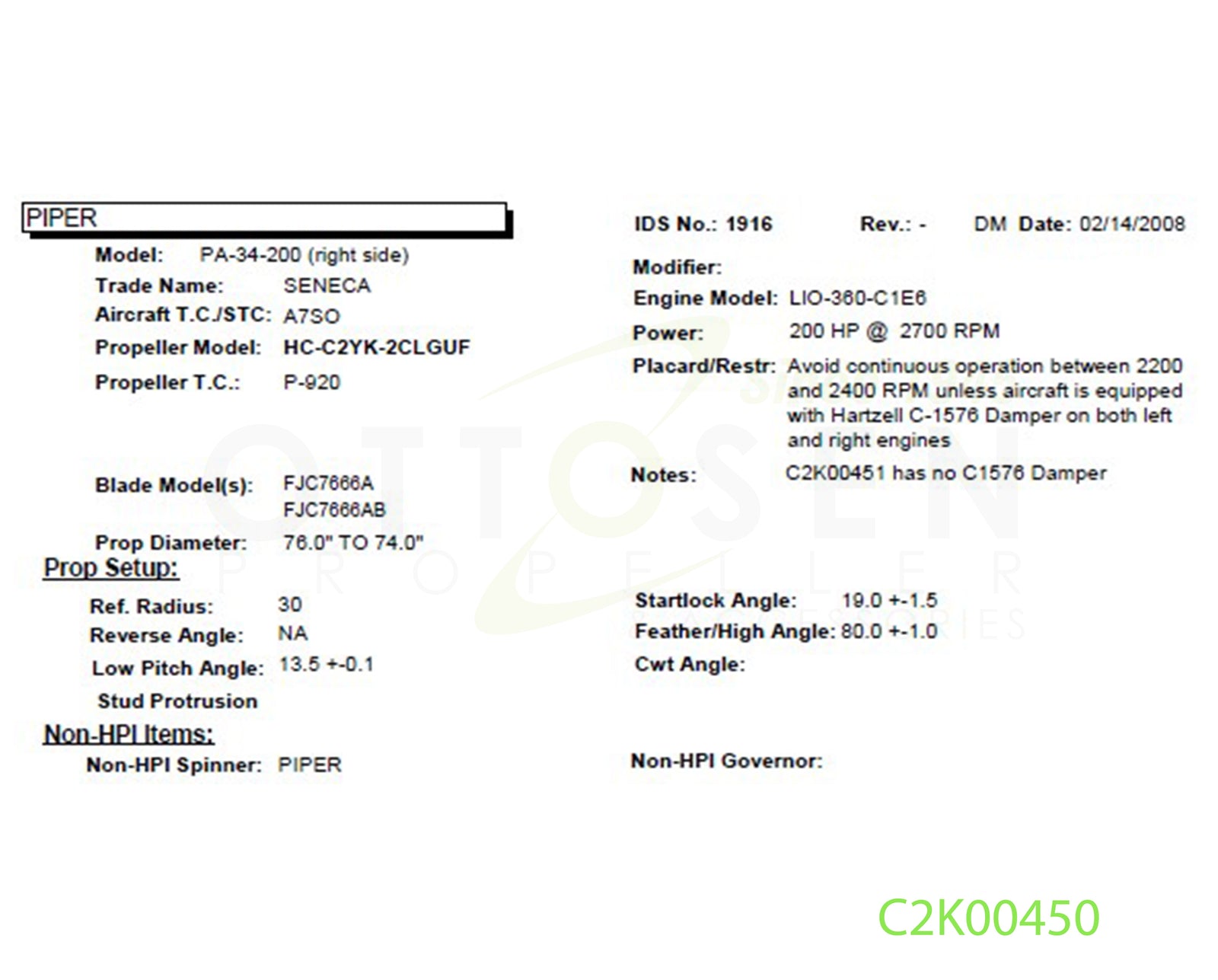 C2K00450-HARTZELL-PROPELLER-HC-C2YK-2CLGUF-FJC7666A-SM16-DAMPER-PICTURE-1