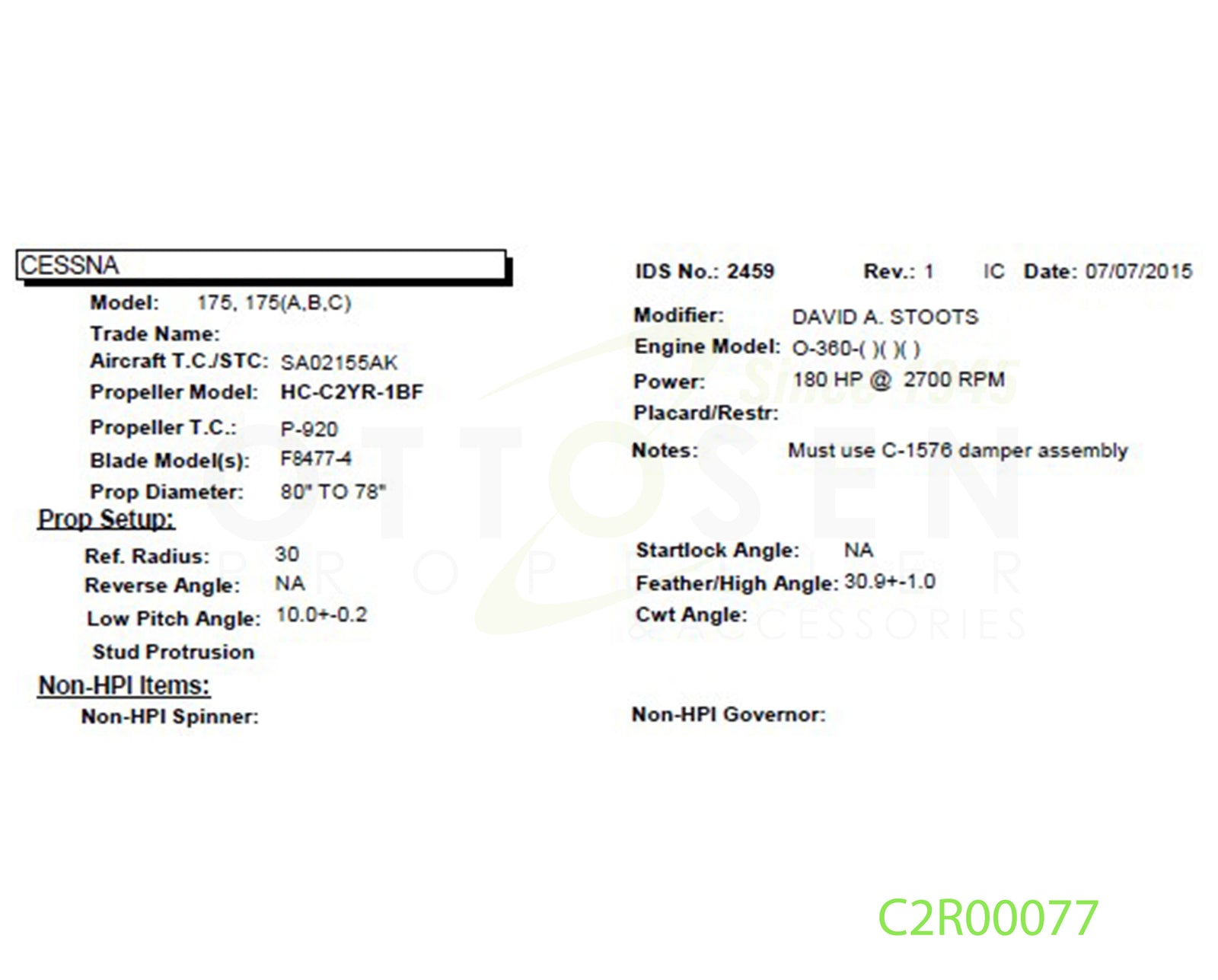 C2R00077-HARTZELL-PROPELLER-HC-C2YR-1BF-F8477-4-SM16-C-1576-PICTURE-3