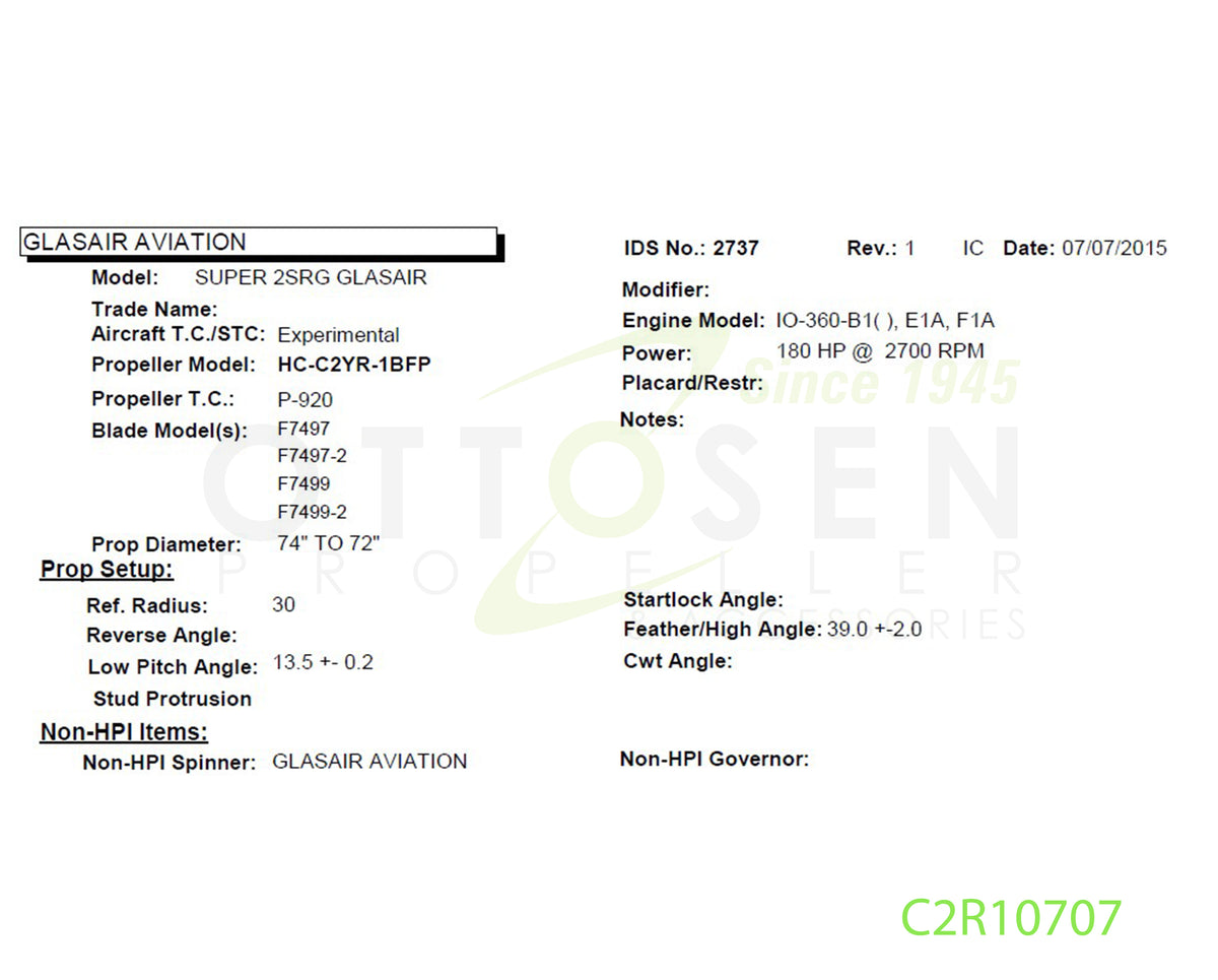 C2R10707 - HARTZELL PROPELLER - HC-C2YR-1BFP/F7497/SM8