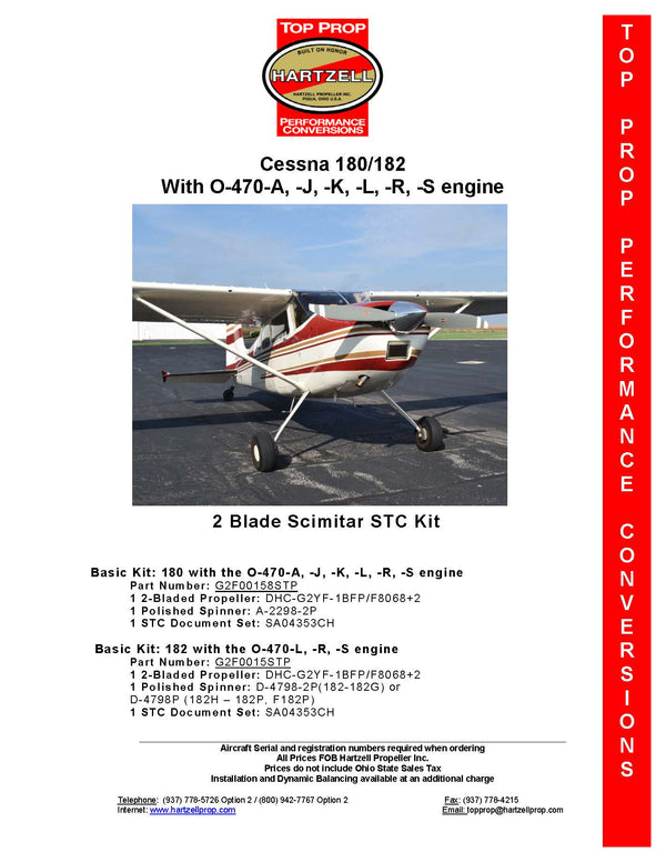 Hartzell Cessna 182 With O-470-L,-R,-S Engine (2-Blade Scimitar