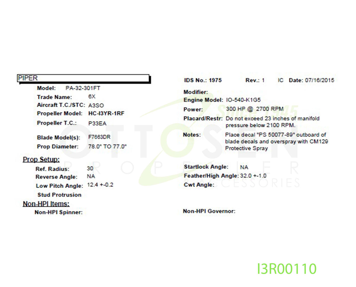 I3R00110-HARTZELL-PROPELLER-HC-I3YR-1RF-F7663DR-SM25-PICTURE-1