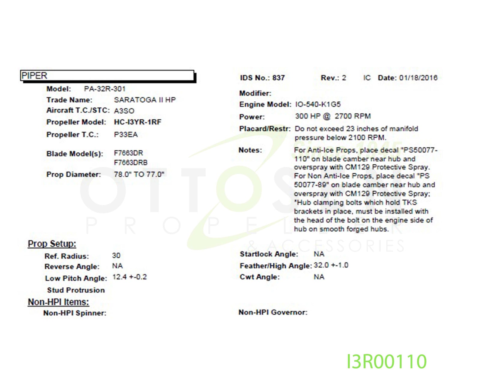 I3R00110-HARTZELL-PROPELLER-HC-I3YR-1RF-F7663DR-SM25-PICTURE-2