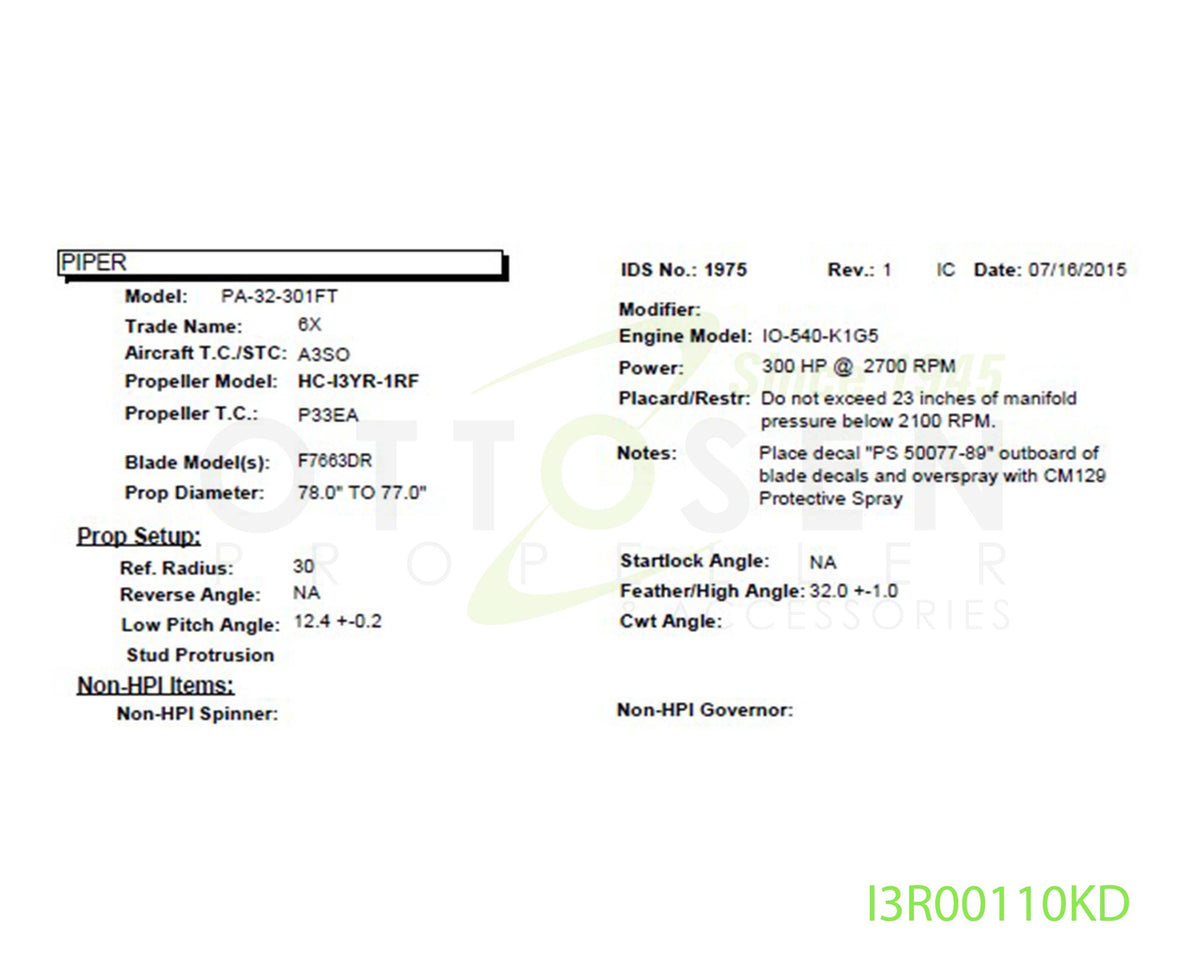 I3R00110KD-HARTZELL-PROPELLER-HC-I3YR-1RF-F7663DR-SM25-PICTURE-1