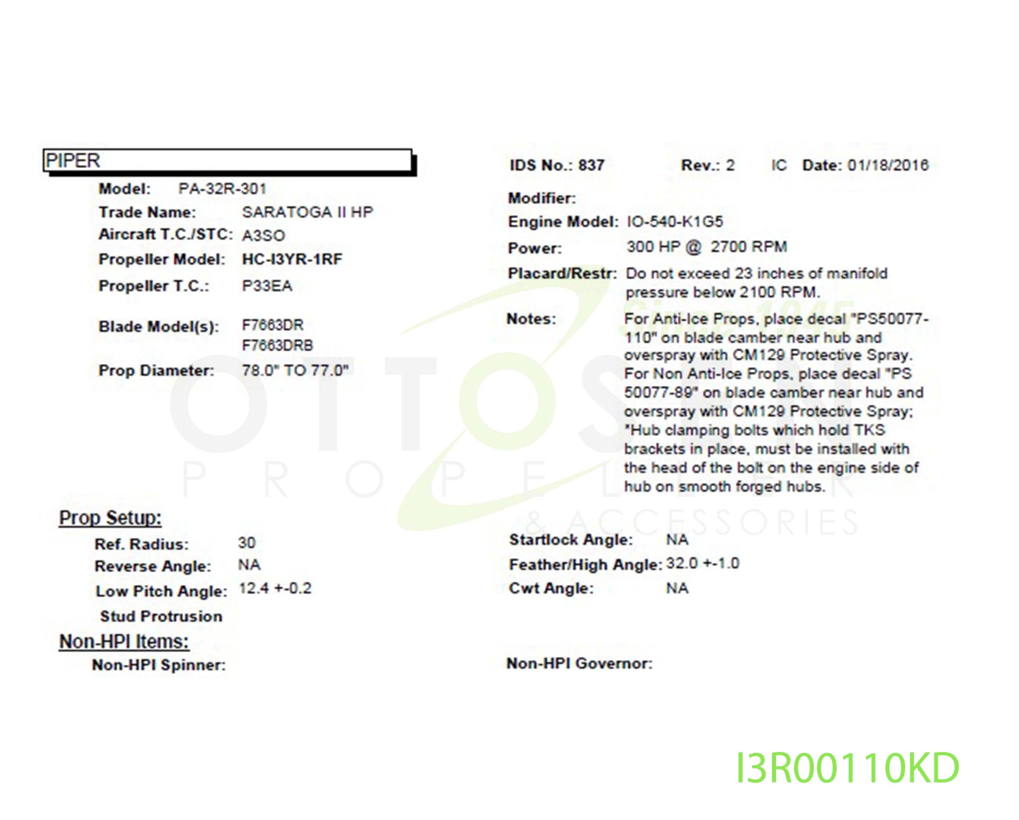 I3R00110KD-HARTZELL-PROPELLER-HC-I3YR-1RF-F7663DR-SM25-PICTURE-2