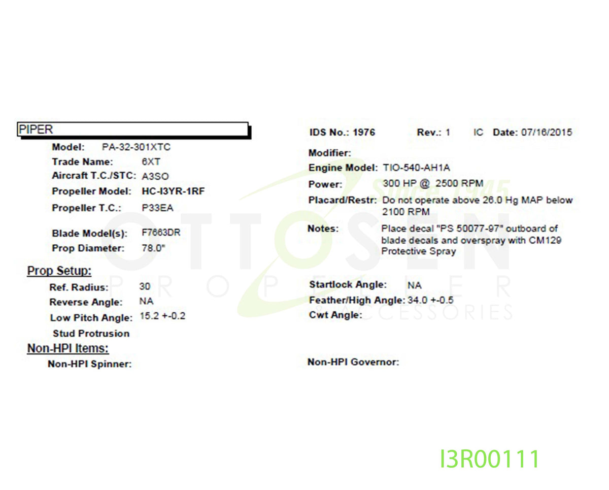 I3R00111-HARTZELL-PROPELLER-HC-I3YR-1RF-F7663DR-SM25-PICTURE-2