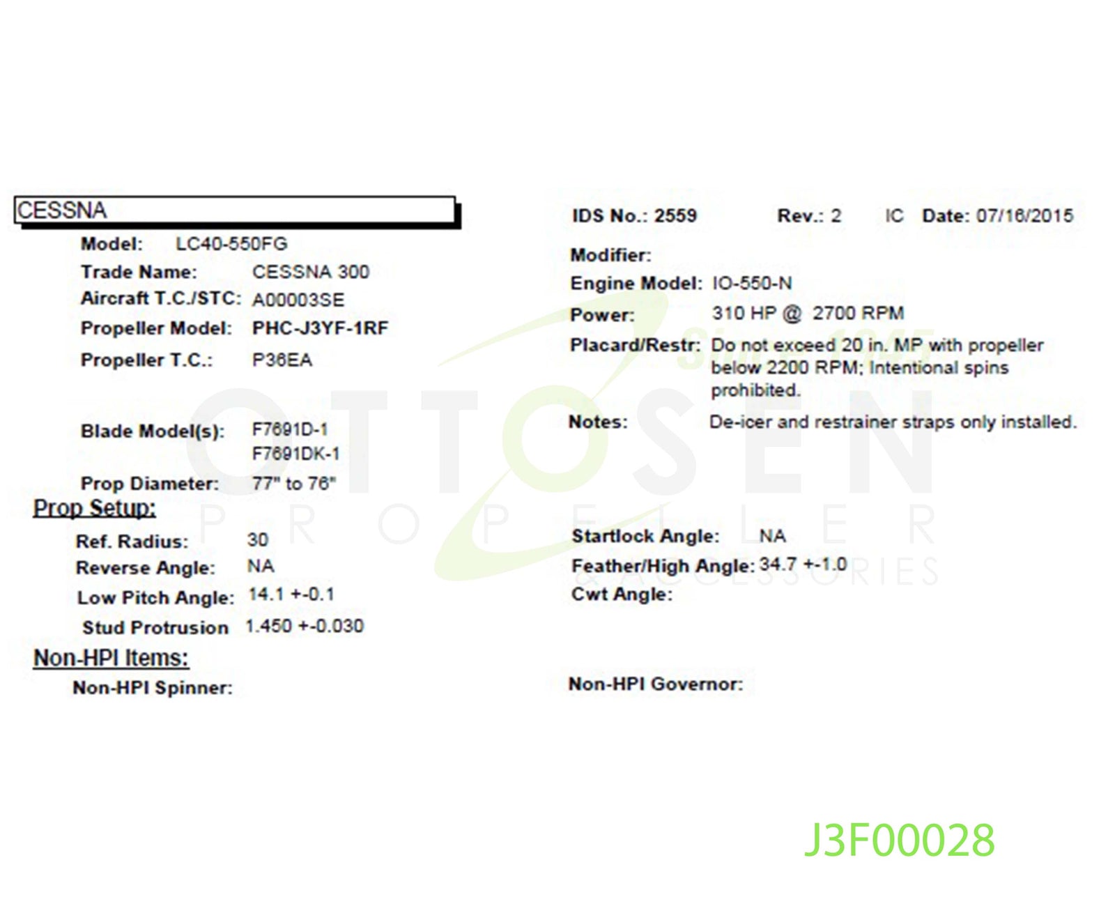 J3F00028-HARTZELL-PROPELLER-PHC-J3YF-1RF-F7691D-1-SM35-PICTURE-2