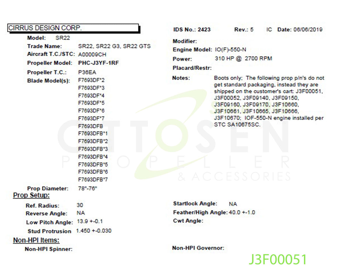 J3F00051 - HARTZELL PROPELLER - PHC-J3YF-1RF/F7693DF[*2]/SM7