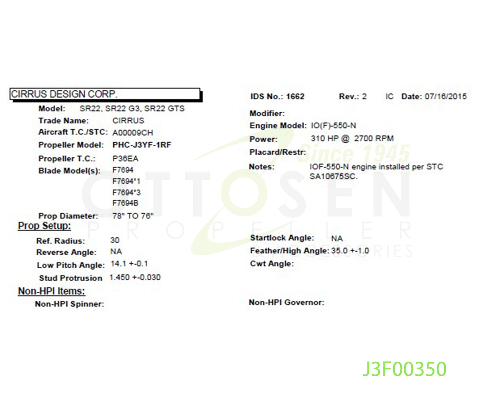 J3F00350-HARTZELL-PROPELLER-PHC-J3YF-1RF-F7694B-SM7-PICTURE-1