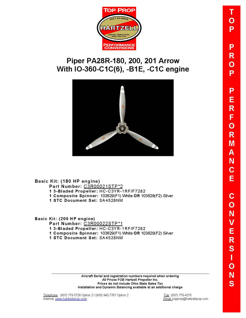 Piper PA28R-180, 200, 201 Arrow With IO-360-C1C(6), -B1E, -C1C