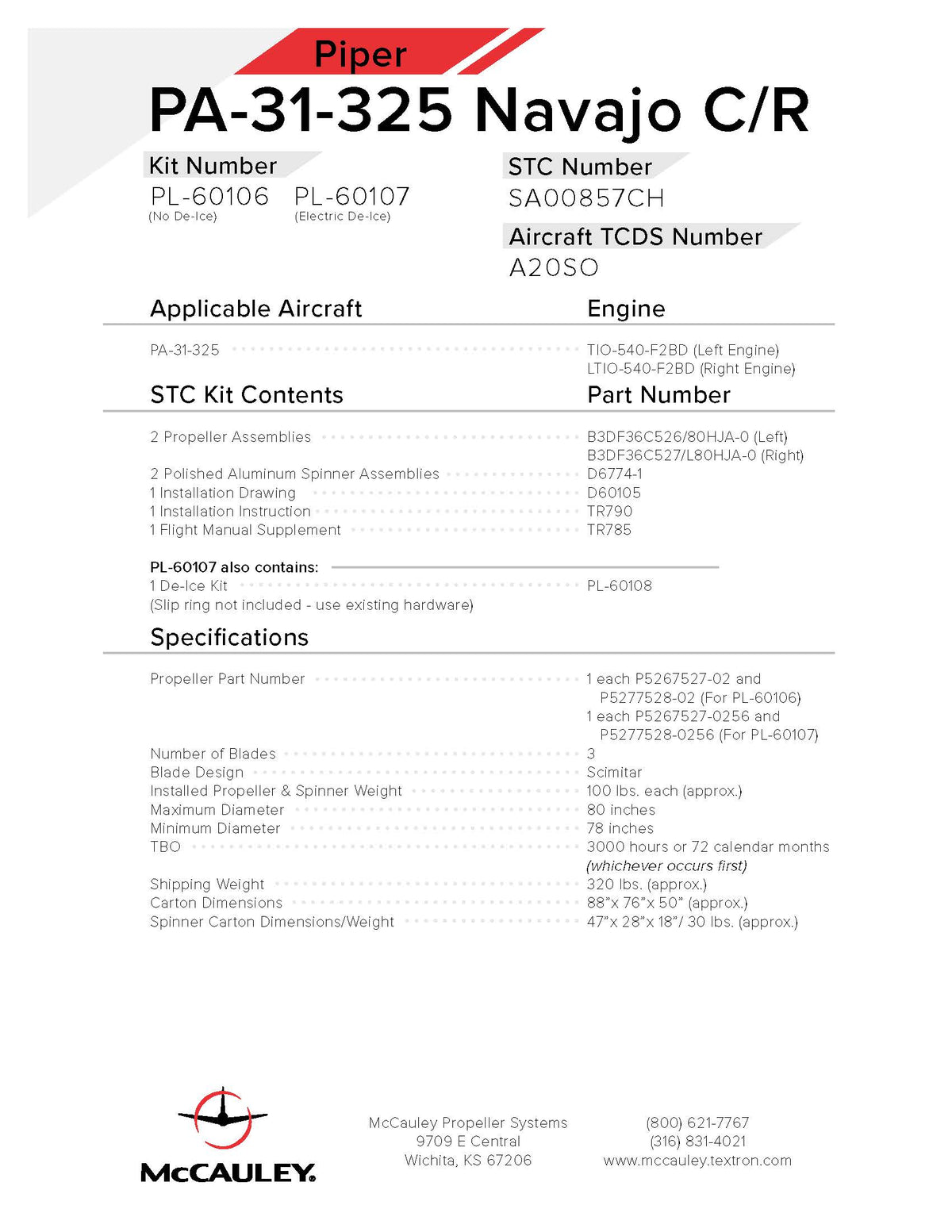 PIPER-NAVAJO-C-R-PA31-325-PL-60107-PAGE-1