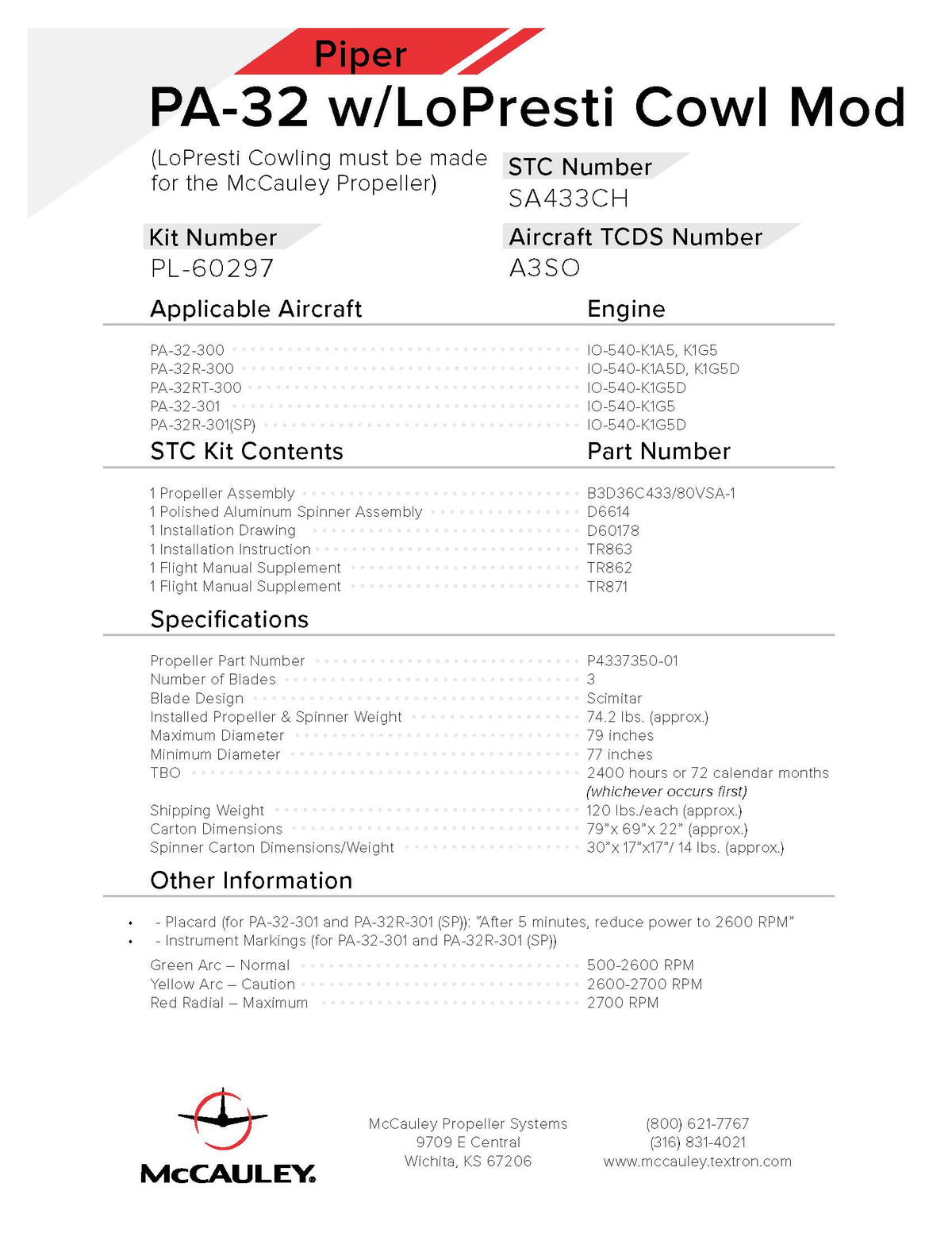 PIPER-PA32-LOPRESTI-COWL-MOD-PL-60297-PAGE-1